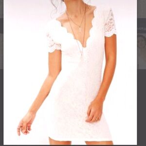 Lace & Lined Mini Short Sleeve Dress